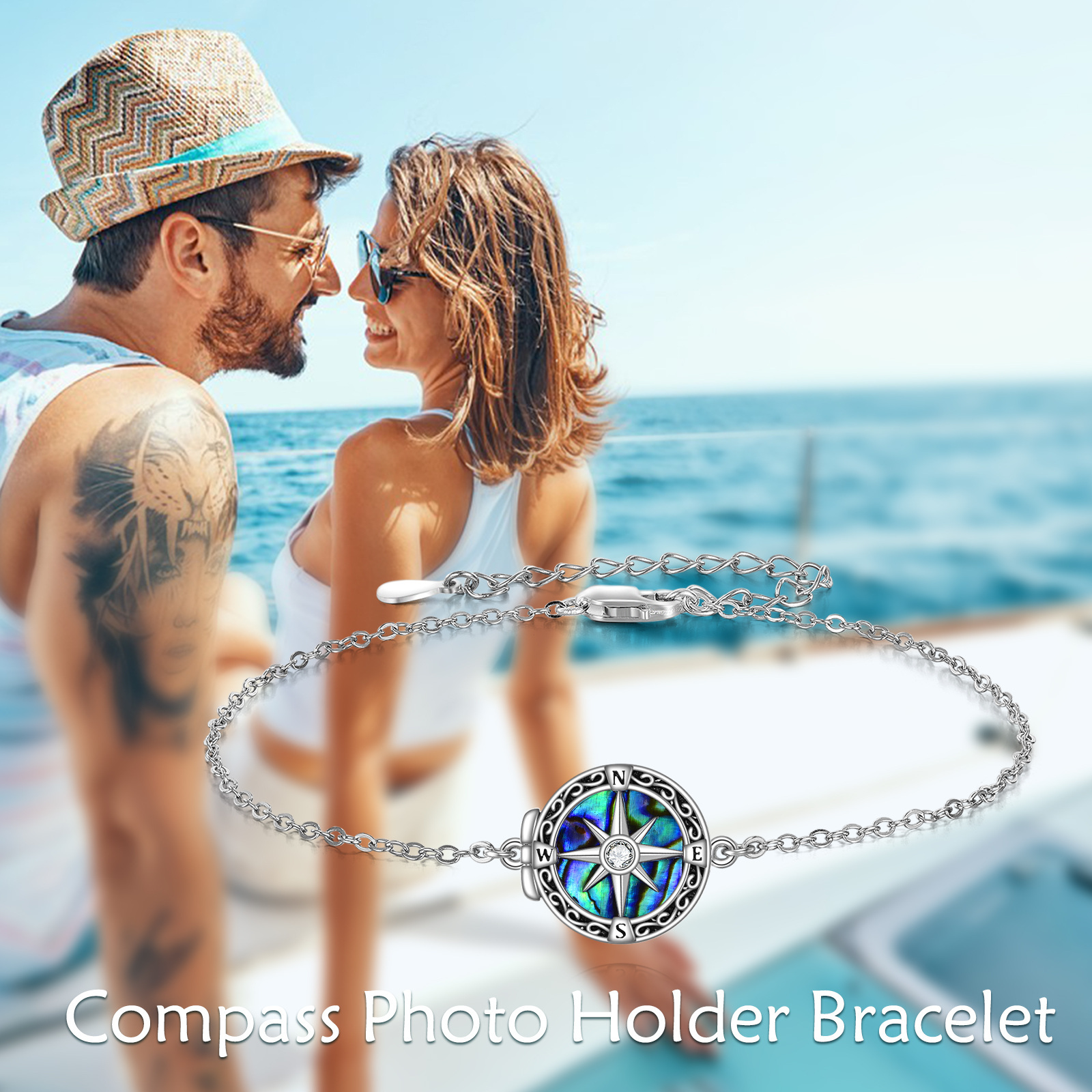 Compass Locket Bracelet Picture Holder Custom Jewelry